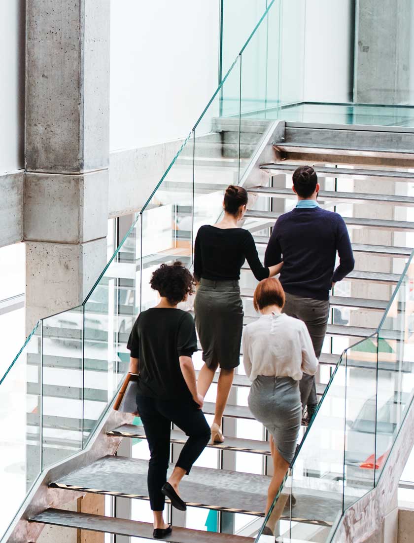 employees heading into a meeting